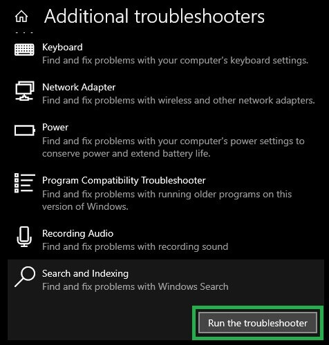  Run the troubleshooter.