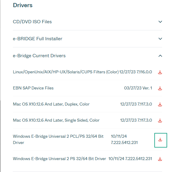 download icon next to the Windows E-Bridge