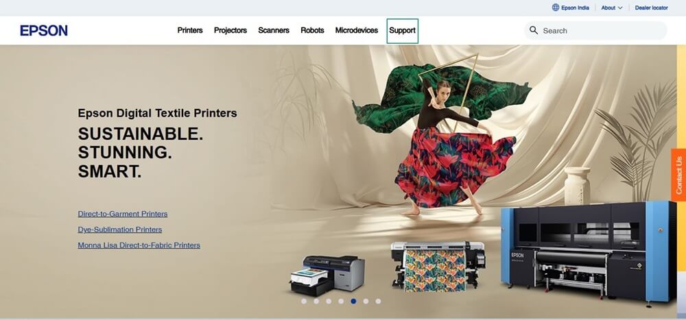 epson support page