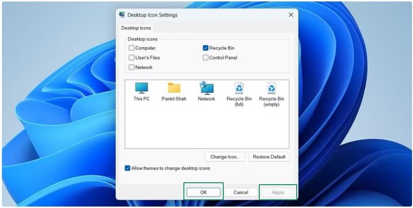 Apply and OK to save the changes