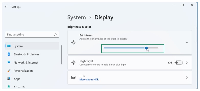 Brightness & Color section