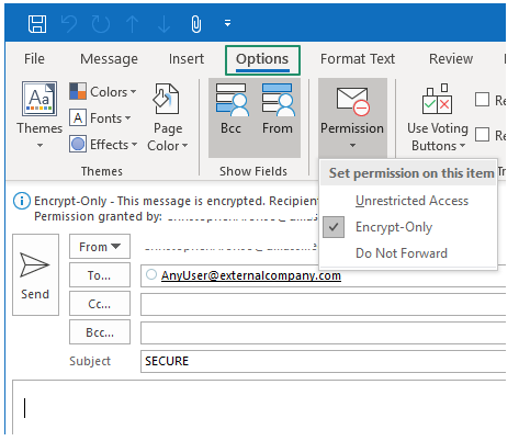 Use the built-in Secure Message Settings