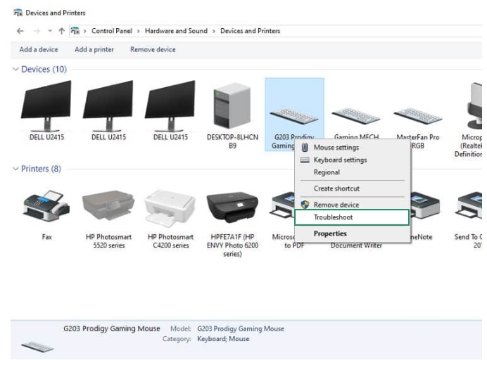 choose Troubleshoot from the on-screen menu.