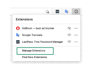 manage extension on edge