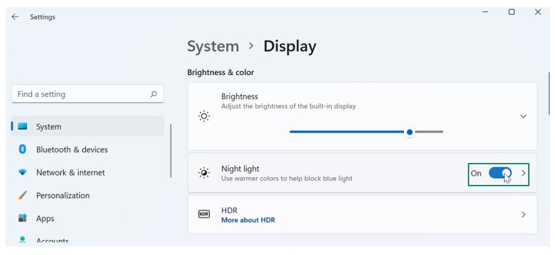 turn on the Night Light