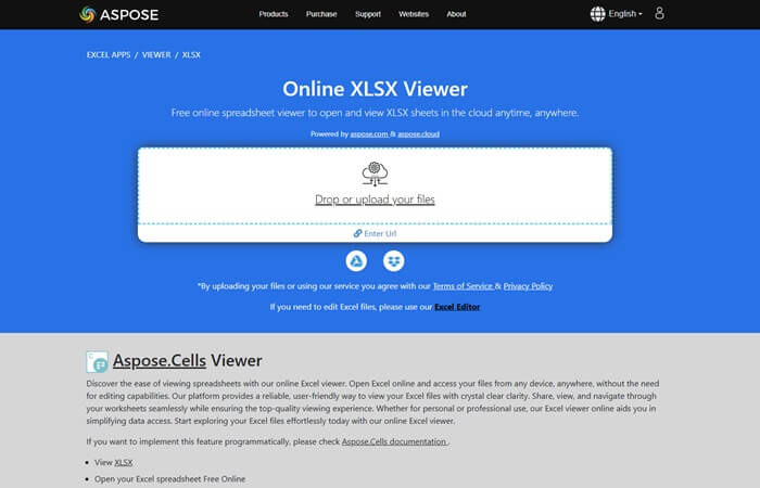 Aspose Online XLSX Reader