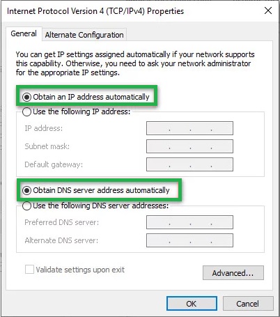 Obtain DNS server address automatically