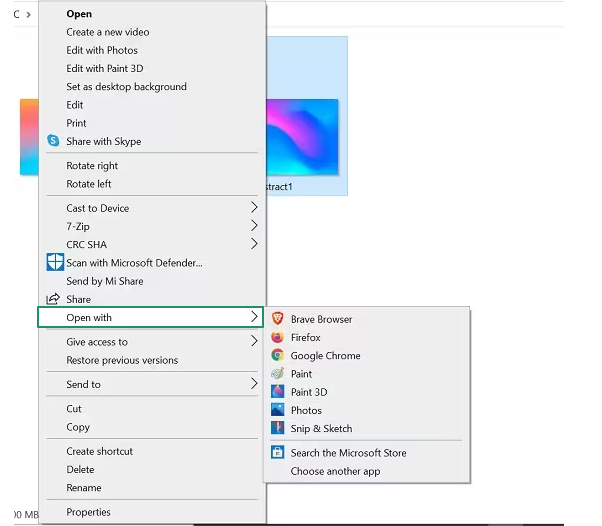 Use the “open with” option