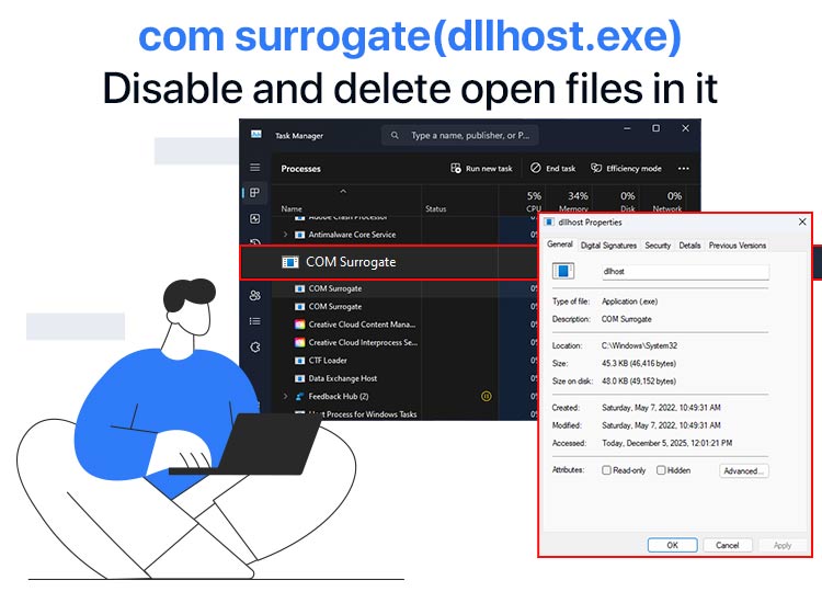 com-surrogate(dllhost.exe)_Disable-and-delete-open-files-in-it