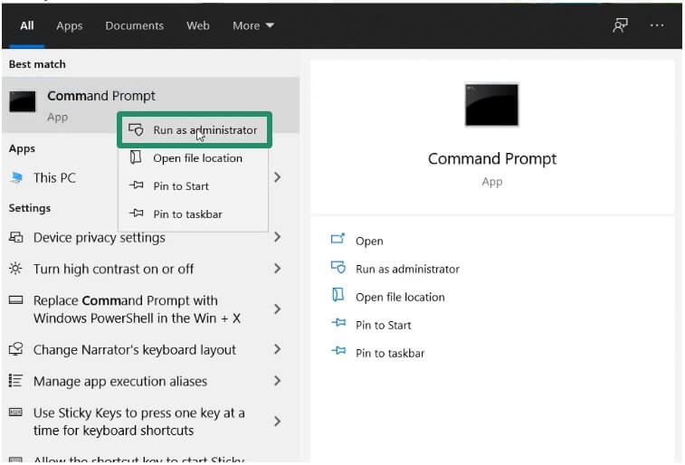 cmd Run as administrator