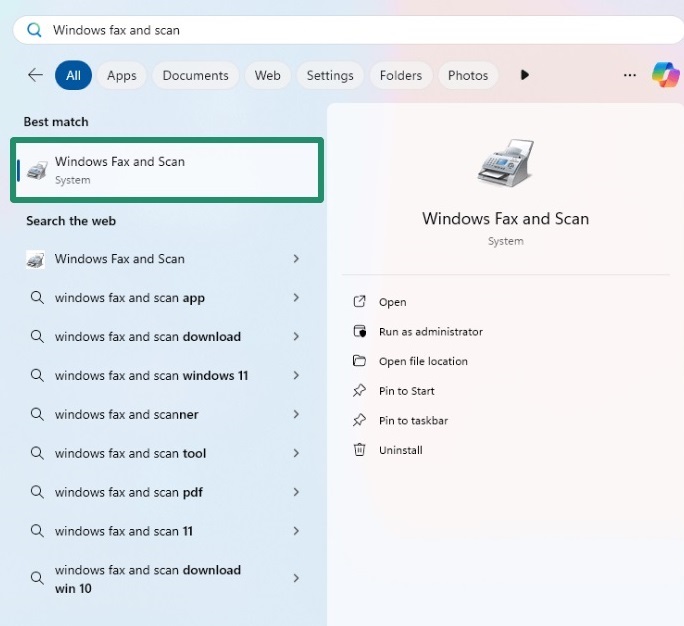 Windows Fax and Scan