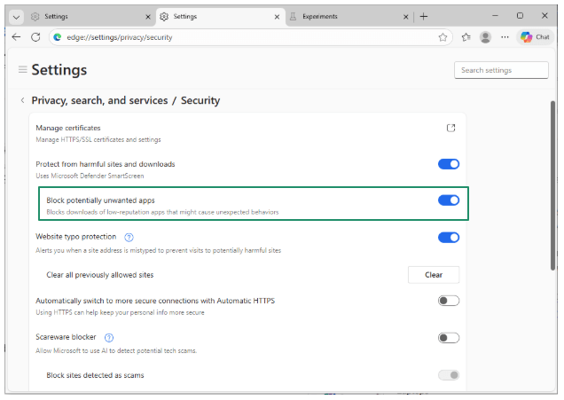 block potentially unwanted apps