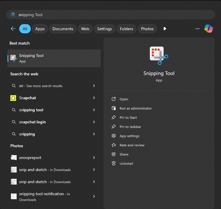 search snipping tool