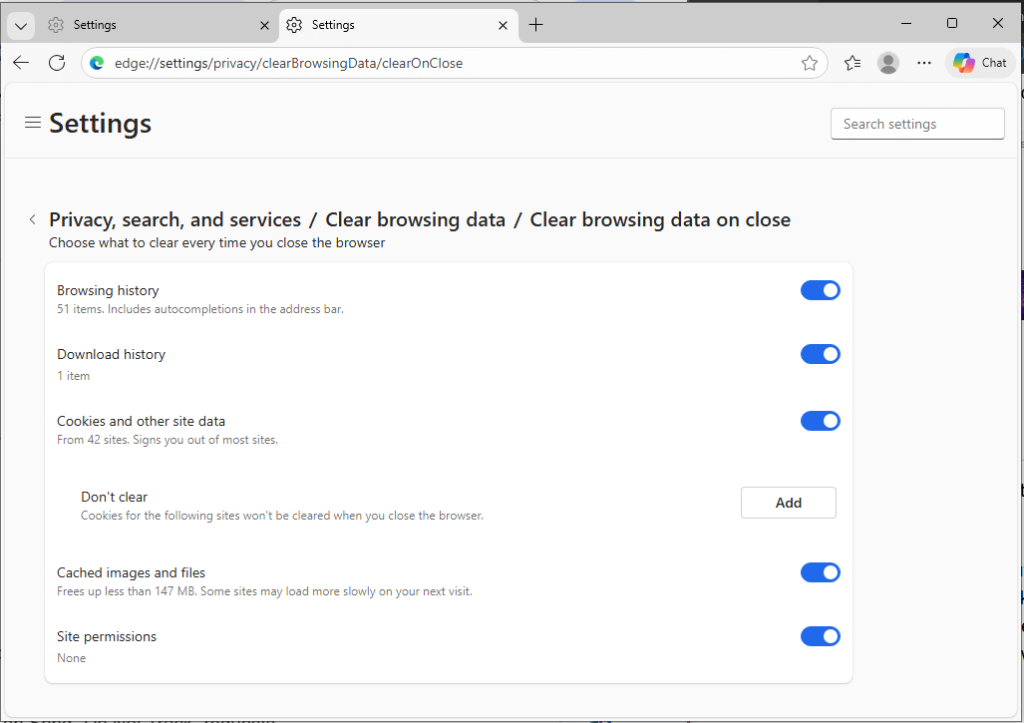 select browsing history items
