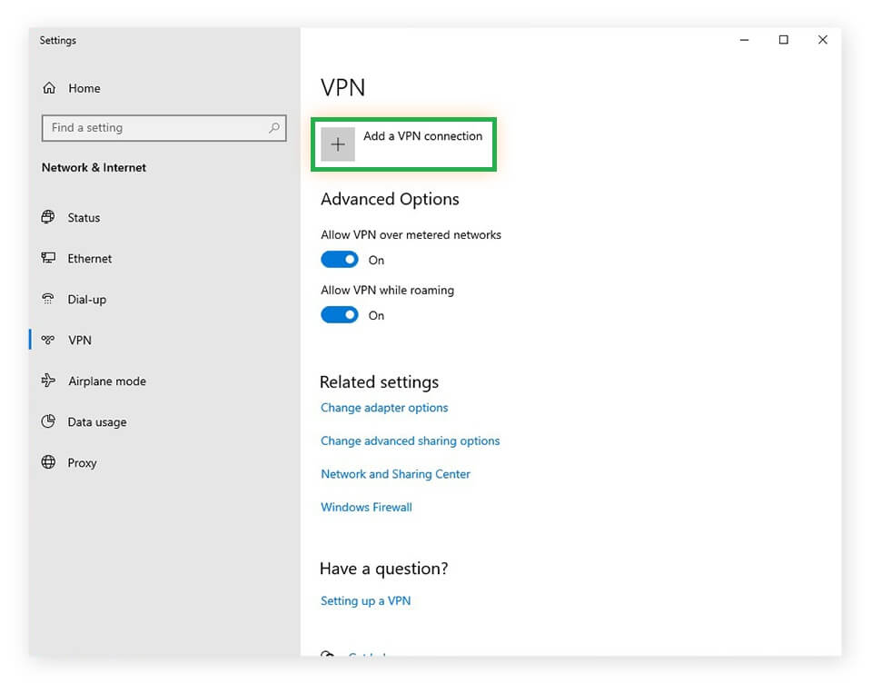 Add a VPN connection