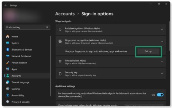 Set Up Windows Hello for Sign-in with Face, Pin & Fingerprint