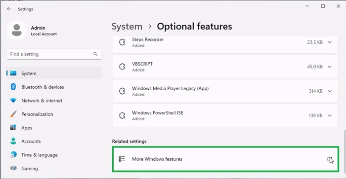 More Windows features