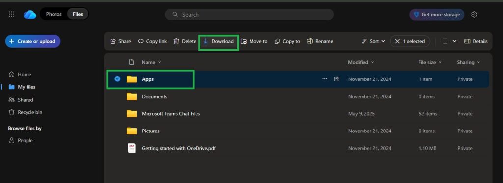 One drive file download