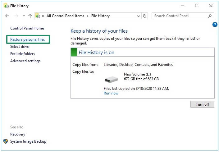 Restore Personal Files