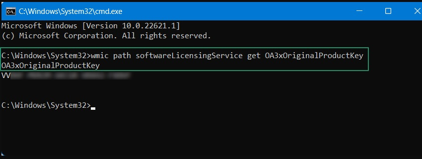 wmic path softwareLicensingService