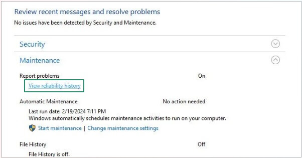 view reliability history