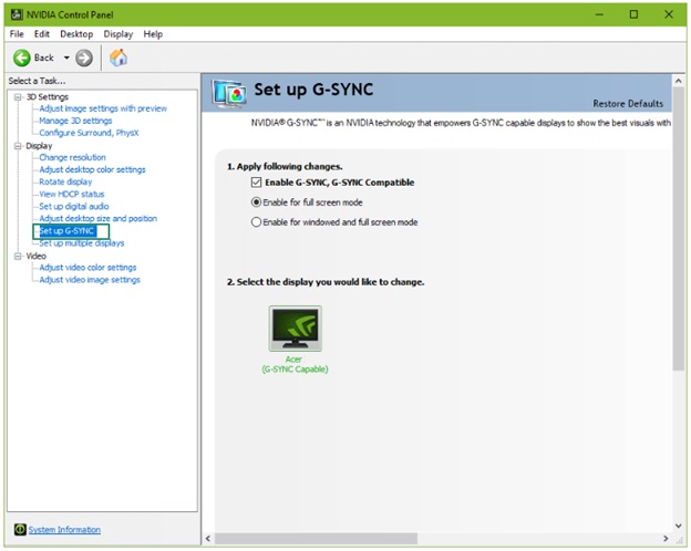 Set up G-SYNC