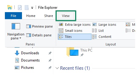 click View on the File Explorer toolbar