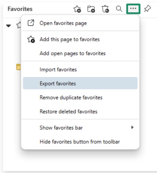 the three-dot menu in the Favorites pop-up