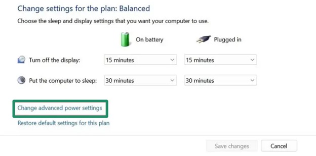 Change advanced power settings.