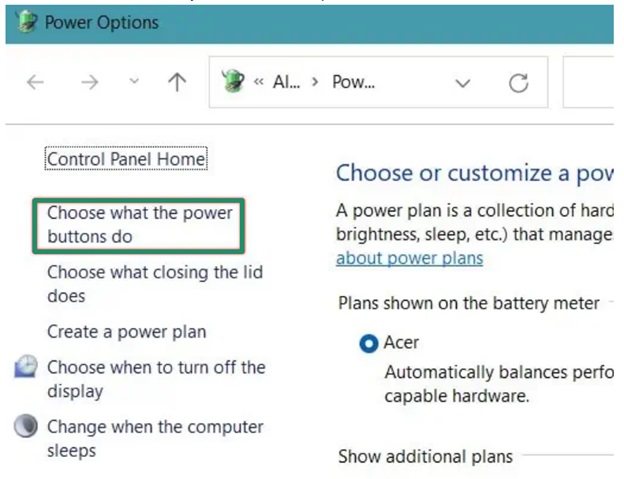 Choose what the power buttons do.