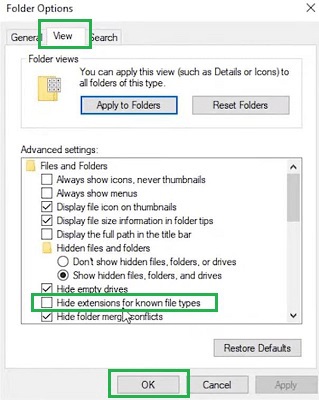 Hide extensions for known file types