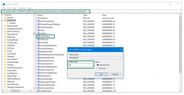 HideFileExt entry