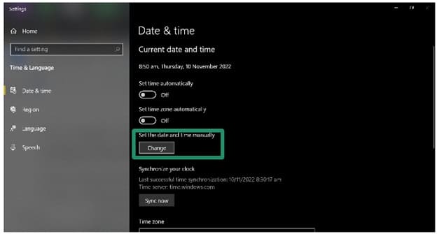 change data and time