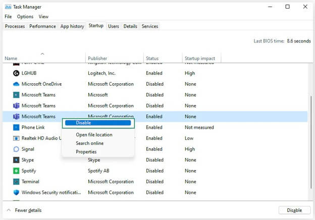disable apps in taskbar