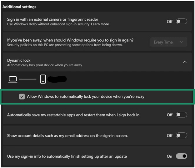 Allow Windows to automatically lock your device when you’re away..jpg