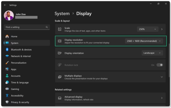 Display resolution