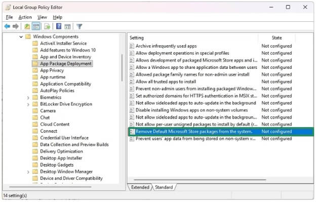 Remove the Default Microsoft Store packages from the system