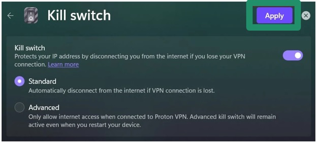 apply kill switch