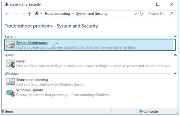 system maintenance