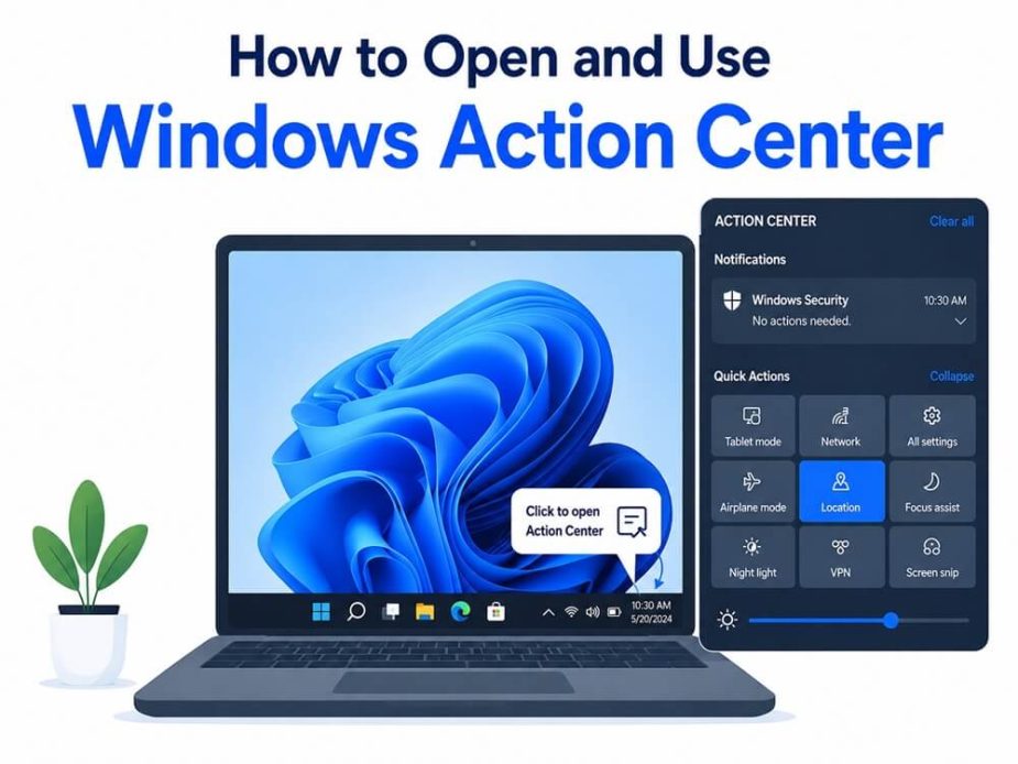 How to open and use windows action center