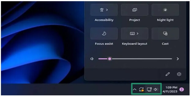 Use the network, volume, and battery icons