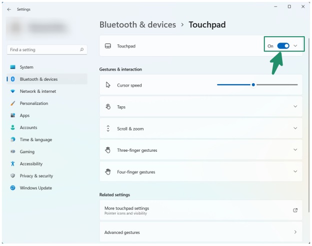 enable touchpad