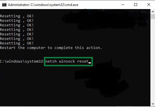 netsh winsock reset