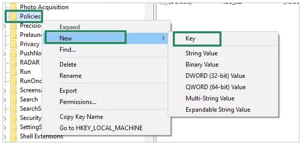 new policy key