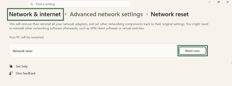 reset network